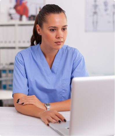 Female Medical Assistant on Laptop